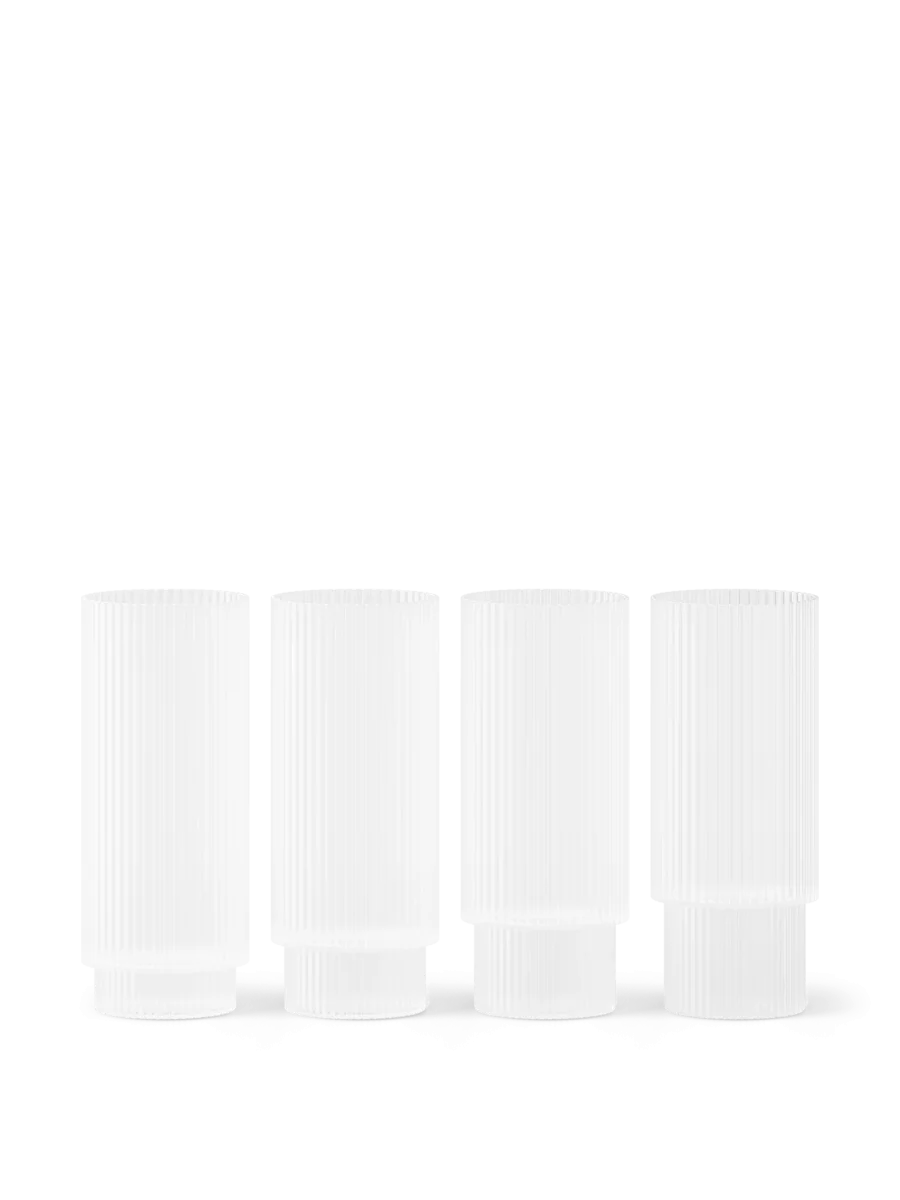 Ripple Long Drink Glasses - Set of 4 - Frosted