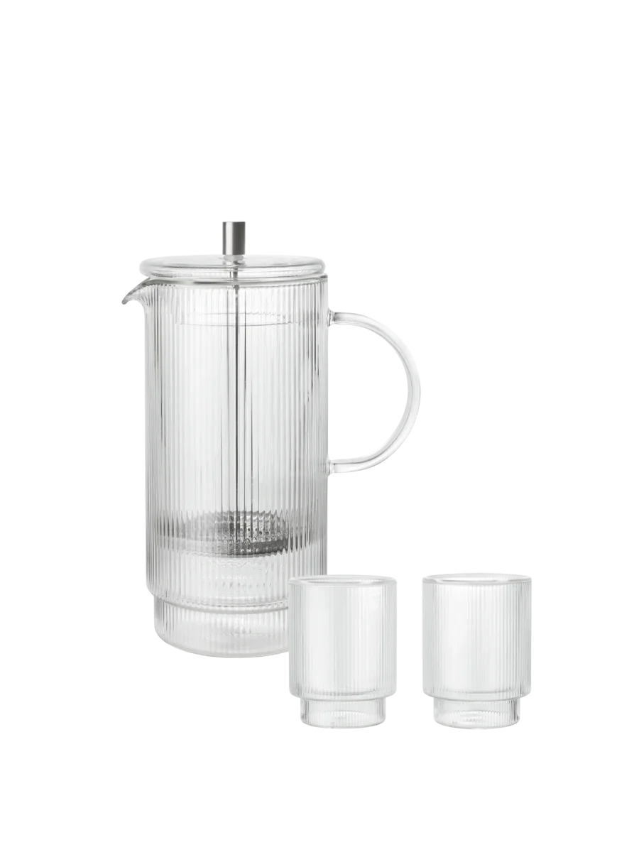 Ripple Thermal French Press & Thermal Glasses - Set of 2 - Gift Set - Clear – Bild 2
